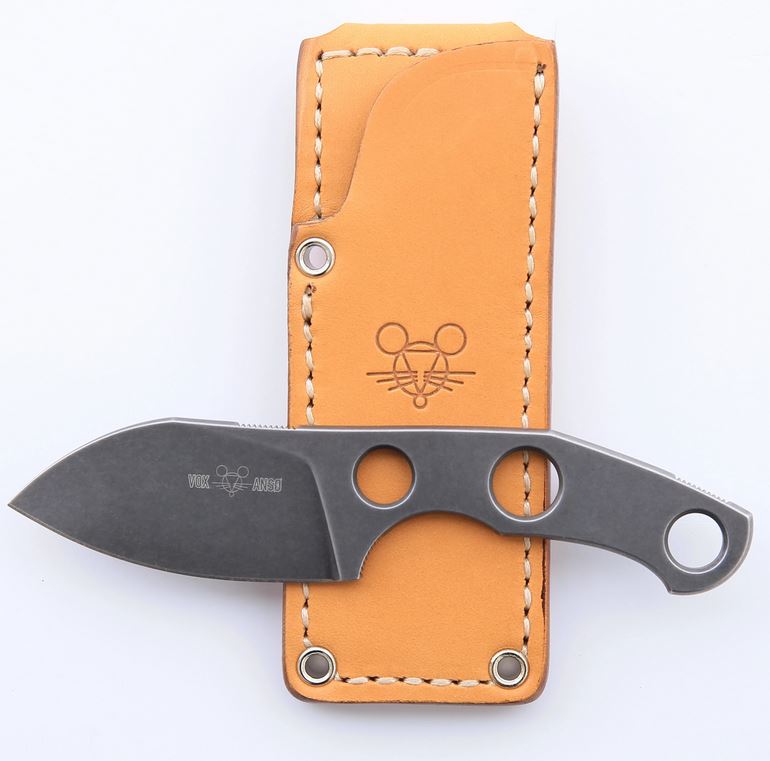 GiantMouse GMF1-P Fixed Blade Knife, N690, Leather Sheath, GMF1P