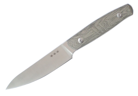 GiantMouse Paring Kitchen Knife, Nitro B Satin, Micarta Green