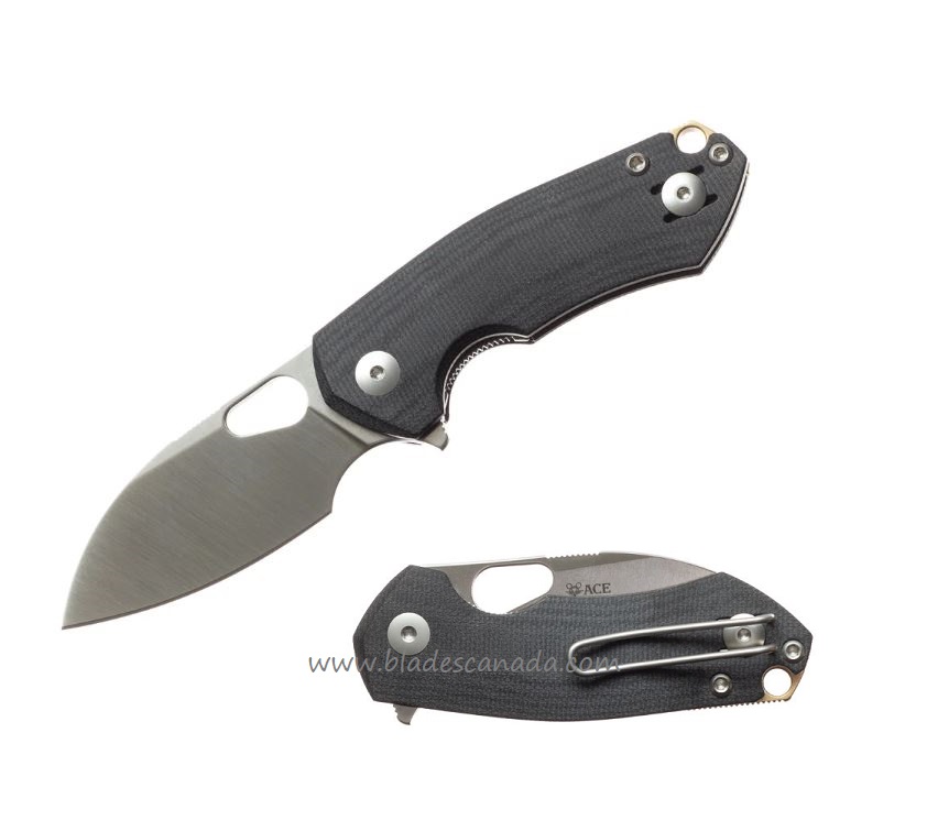 GiantMouse ACE RIV LL Flipper Folding Knife, MagnaCut Satin, Double Black Canvas Micarta