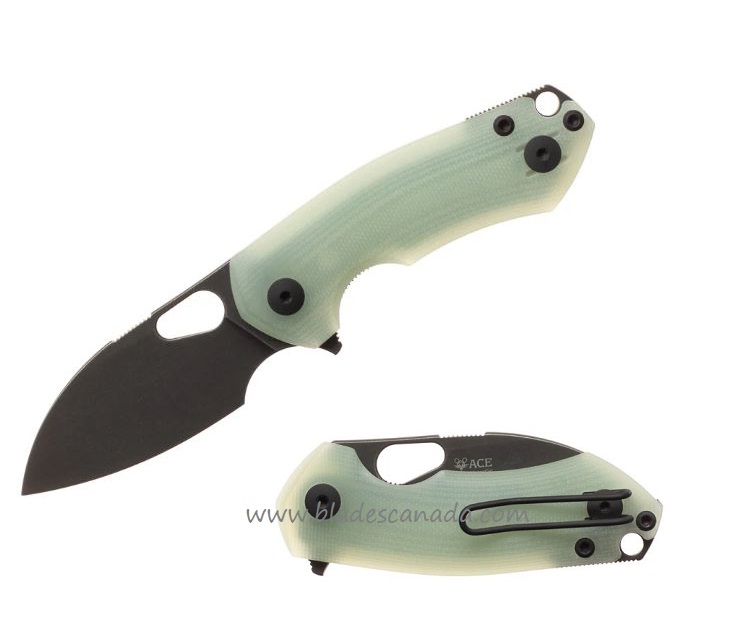 GiantMouse ACE RIV LL Flipper Folding Knife, MagnaCut PVD, Jade G10