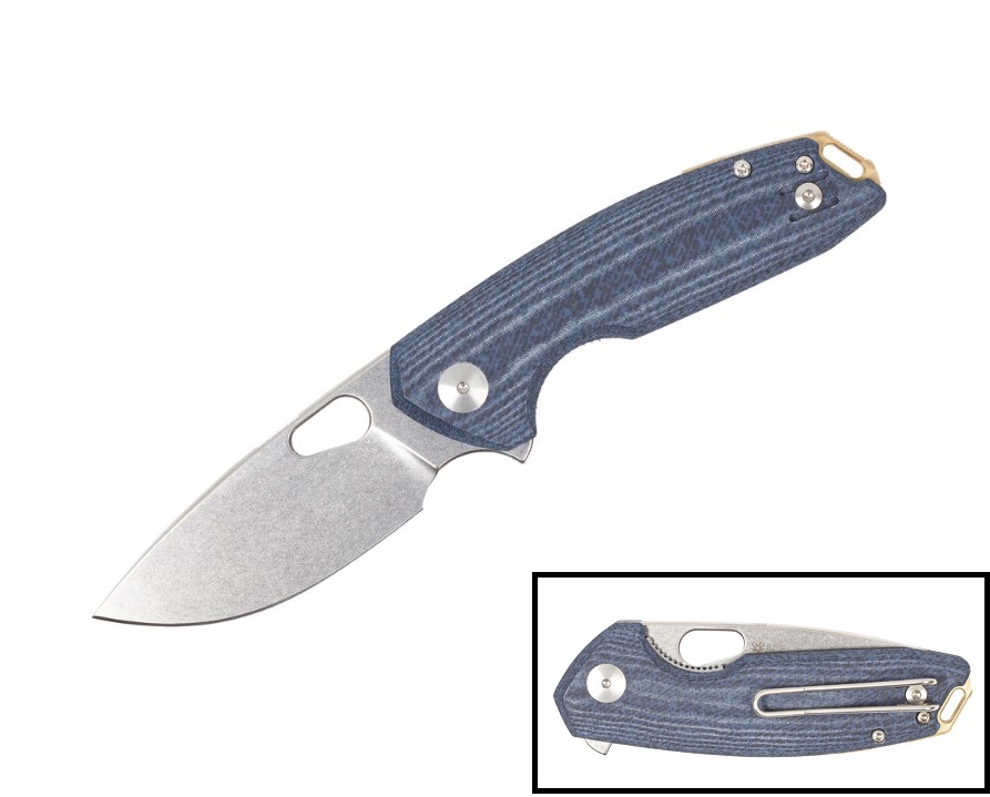 GiantMouse ACE Tribeca Flipper Folding Knife, Magnacut, Micarta Denim, TRIBECA-DENIM-MICARTA