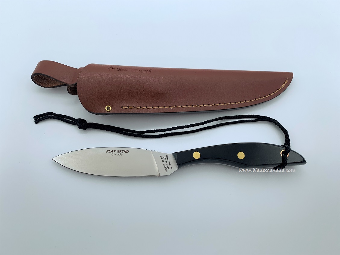 Grohmann Original Model Stainless Steel, Flat Grind, Micarta w/ Leather Sheath, M1SF