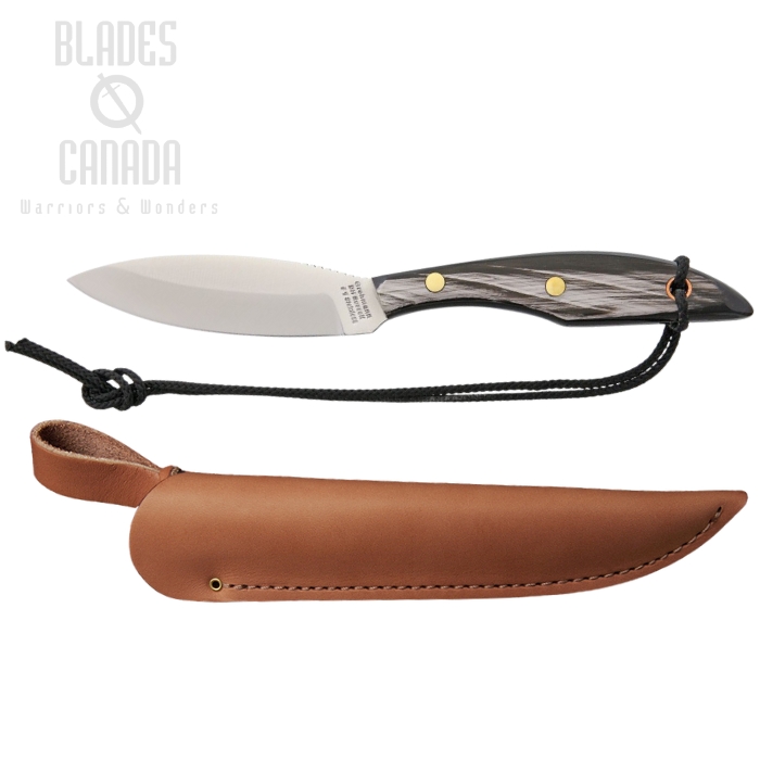 (image for) Grohmann W1S Original Belt Knife, Stainless Blade, Buffalo Horn, Leather Sheath