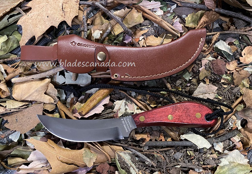 Grohmann Standard Skinner Fixed Blade Knife, Xtra Resinwood, Leather Sheath, X101S