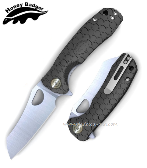 Honey Badger Large Wharncleaver Flipper Folding Knife, FRN Black, HB1031