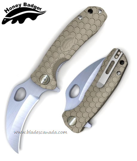 Honey Badger Large Claw Flipper Folding Knife, FRN Tan, HB1102