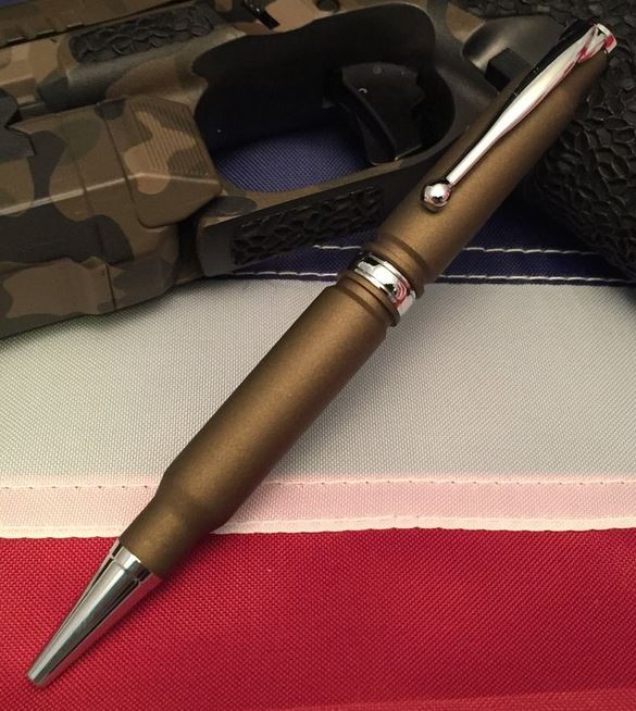 High Caliber 308 Burnt Bronze Cerakoted Pen - Chrome