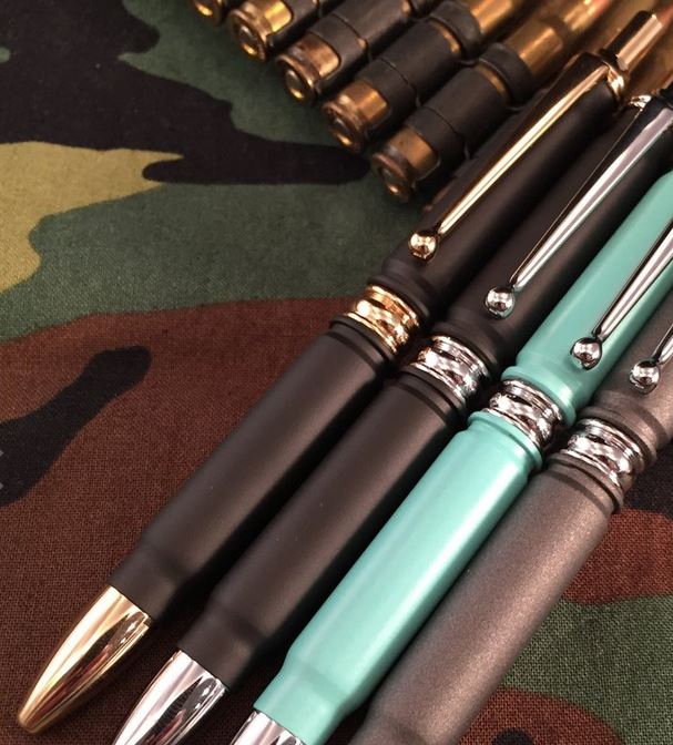 High Caliber Click Bullet Pen Black - Gold - Click Image to Close