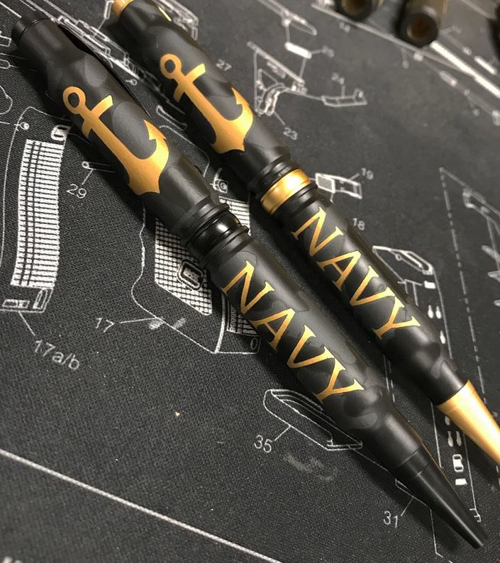 High Caliber 308 Navy Camo Pen - Black