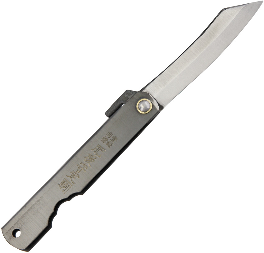 Nagao Higonokami 03BL Slipjoint Folding Knife, SK Steel, Black Handle