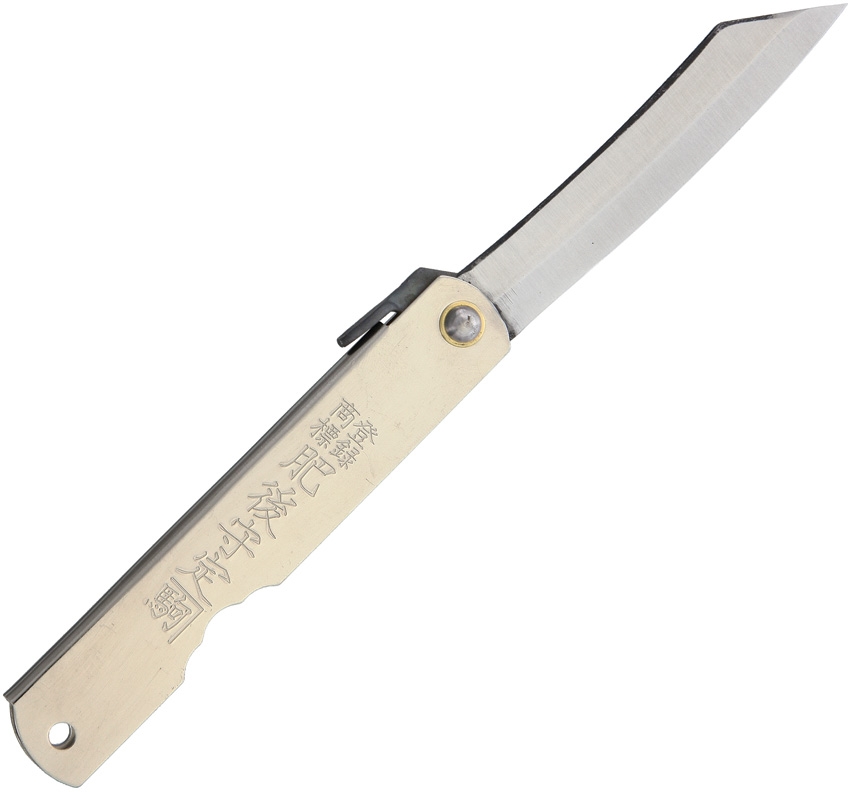 Nagao Higonokami 04SL Slipjoint Folding Knife, SK Steel, Stainless Silver