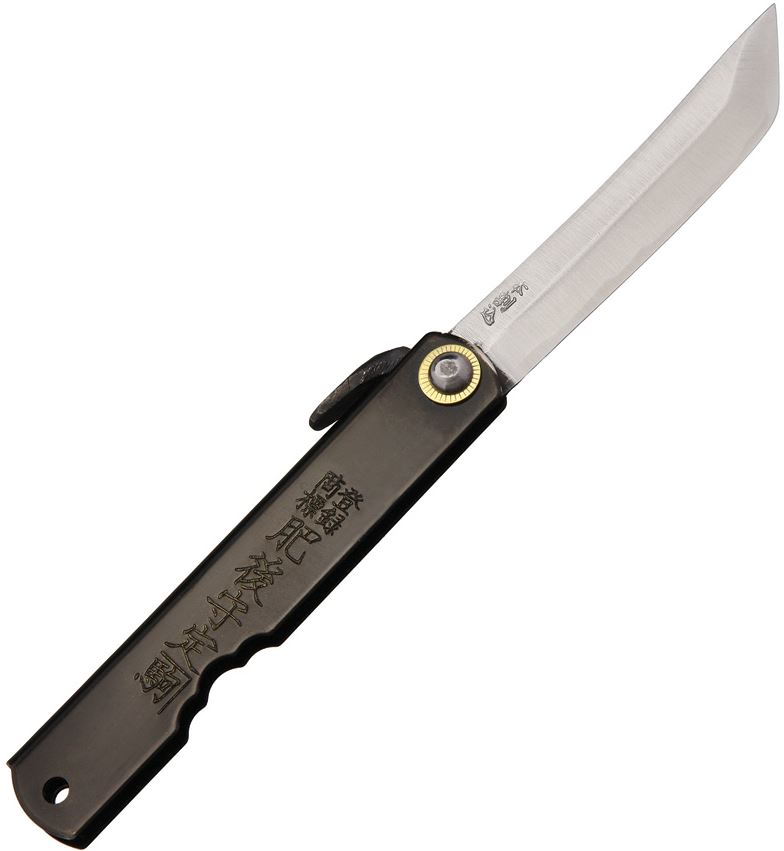 Nagao Higonokami 13BL Slipjoint Folding Knife, White Steel, Stainless Black - Click Image to Close