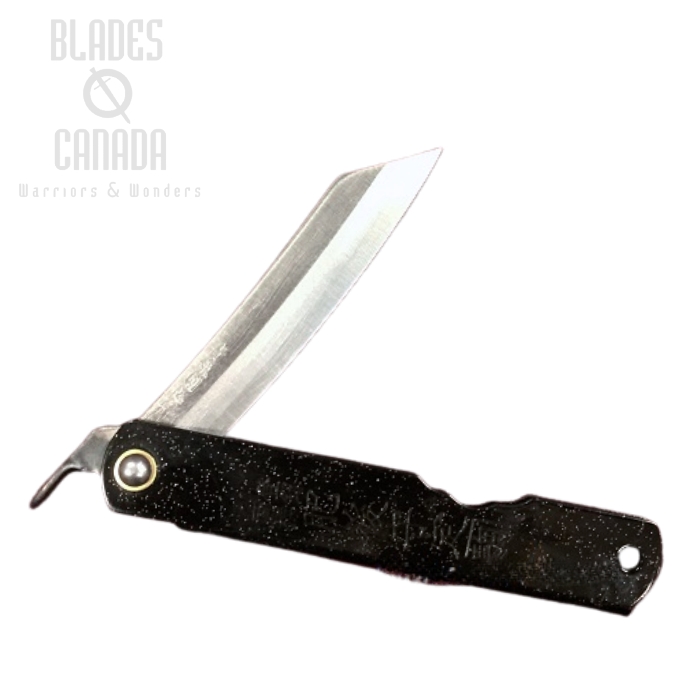 Nagao Higonokami No.4 Slipjoint Folding Knife, Black Starlight Edition, Blue Steel