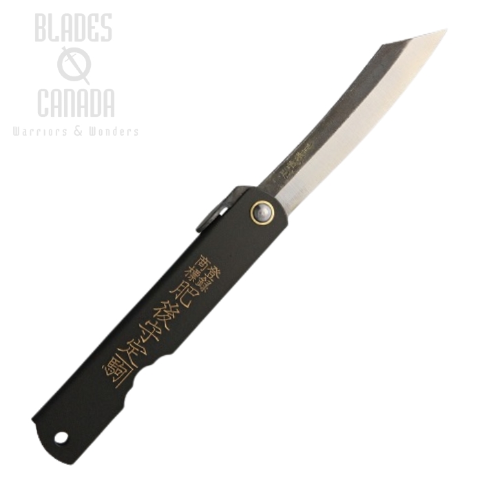 Nagao Higonokami CBB Blackened Slipjoint Folding Knife, Matte Black Edition, Blue Steel