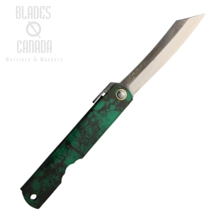Nagao Higonokami CJ Slipjoint Folding Knife, Jade Edition, Blue Steel