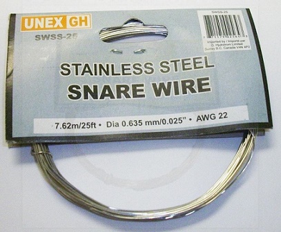 Unex Snare Wire 0.25" x 25' - Stainless Steel, SWSS-25