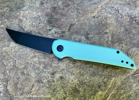 Hoback Radford Flipper Framelock Knife, CPM 20CV DLC, Ti/G10 Light Blue