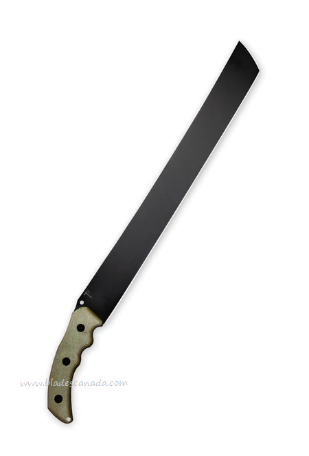 Hoback The Path Fixed Blade Machete, 14C28N Black SW, Micarta Green