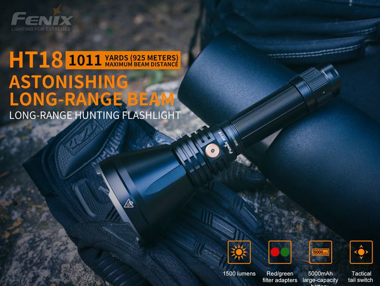Fenix HT18 Long Range Handheld Flashlight - 1500 Lumens - Click Image to Close