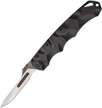 Havalon Piranta Stag Folding Knife, Black Handle, 60ASTAGBLK