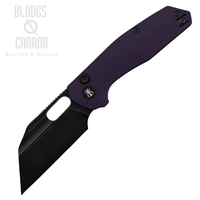 (image for) Ironfly Yolo Button Folding Knife, 14C28N Cleaver Black, G10 Purple, VF02PL
