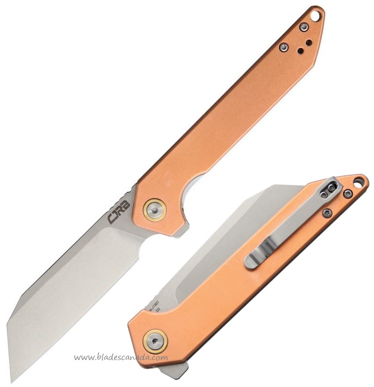 CJRB Rampart Flipper Folding Knife, D2, Copper Handle, J1907COP