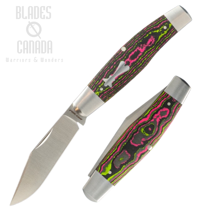 (image for) (Coming Soon) Jack Wolf Stockman Slipjoint Folding Knife, Sandvik, CamoCarbon Watermelon Sugar, STOCK-01-CC-WAT-SUG