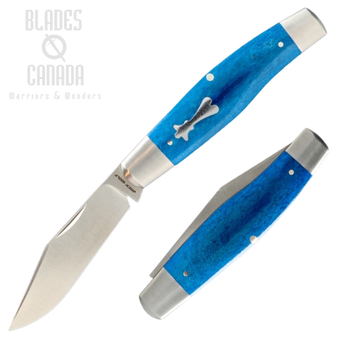 (image for) (Coming Soon) Jack Wolf Stockman Slipjoint Folding Knife, Sandvik, Smooth Bone Blue, STOCK-01-SMT-BLU-BON