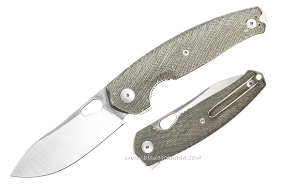 GiantMouse ACE JAGT Flipper Folding Knife, CPM MagnaCut Satin, Micarta Green