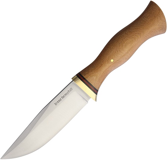 Jesse Hemphill Town Creek II Fixed Blade Knife, A2 Steel, Micarta Natural, Leather Sheath, JH006N - Click Image to Close