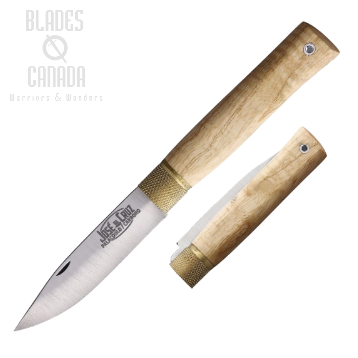 Jose Da Cruz Large Slipjoint Folding Knife, Stainless Satin, Ash Wood, JDCM80001