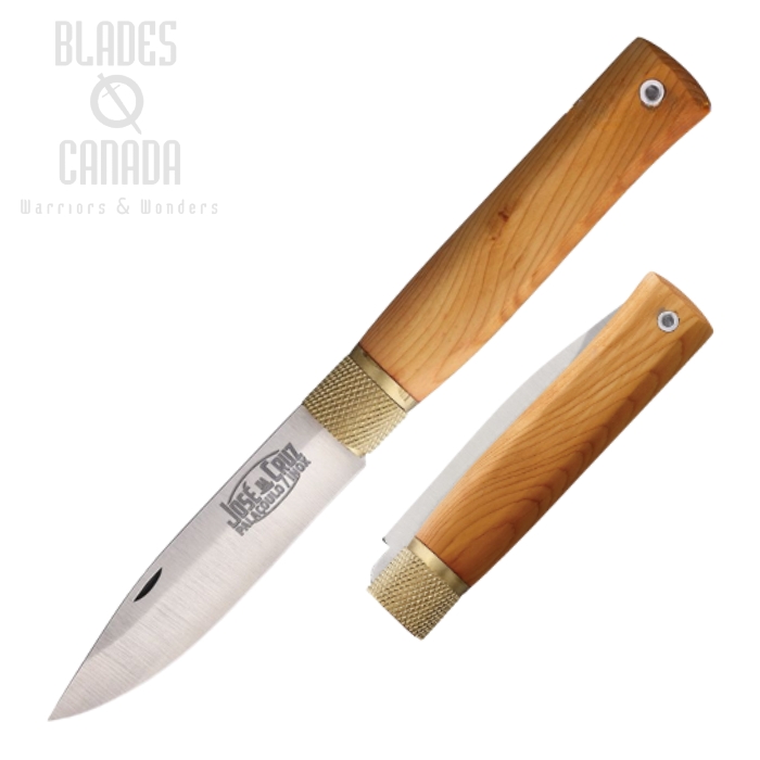 Jose Da Cruz Large Slipjoint Folding Knife, Stainless Satin, Yew Wood, JDCIM85018