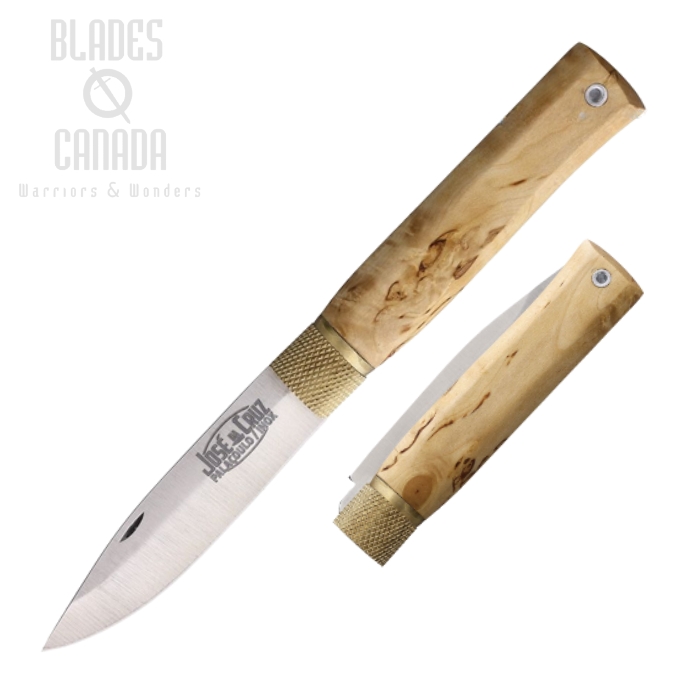 Jose Da Cruz Large Slipjoint Folding Knife, Stainless Satin, Birchwood, JDCIM85020