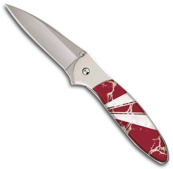 Santa Fe Stoneworks Kershaw Leek Folding Knife, Blood Lightning/MOP - Click Image to Close