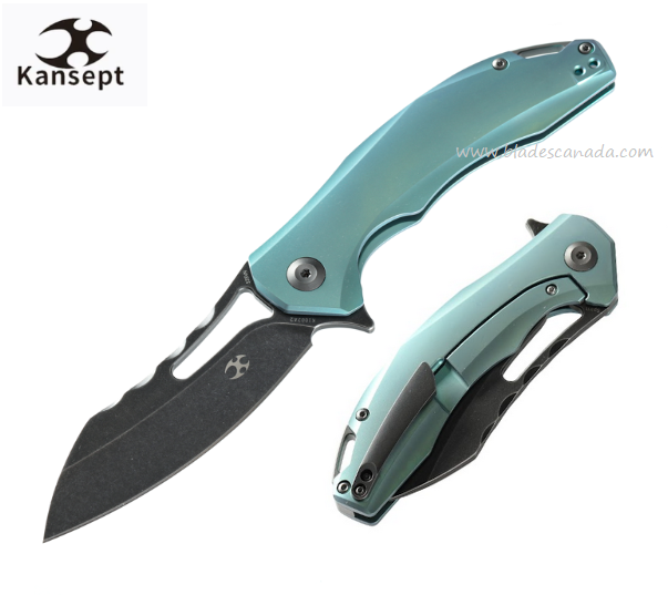 Kansept Spirit Flipper Framelock Knife, CPM S35VN, Titanium Green, K1002A2