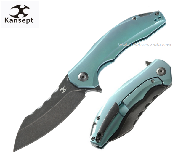 Kansept Spirit Flipper Framelock Knife, CPM S35VN, Titanium Green, K1002A6 - Click Image to Close