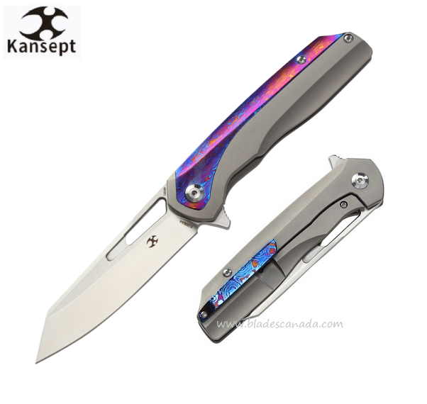 Kansept Shard Flipper Framelock Knife, CPM S35VN, Titanium/Timascus, K1006A4