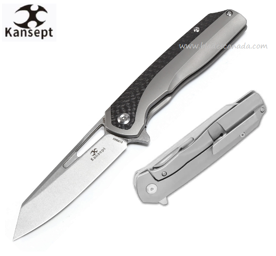 Kansept Shard Flipper Framelock Knife, CPM S35VN, Titanium/Carbon Fiber, K1006A5