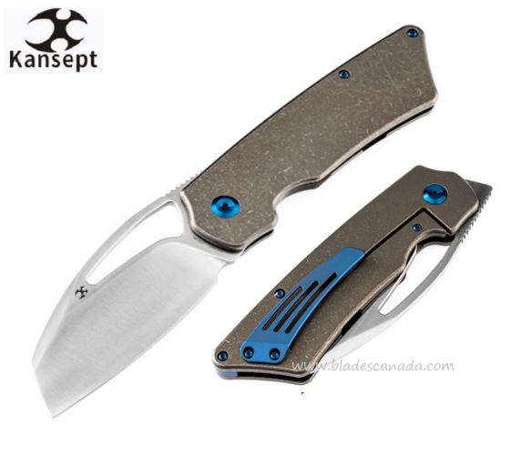 Kansept Goblin XL Flipper Framelock Knife, CPM S35VN, Titanium Bronze, K1016A3