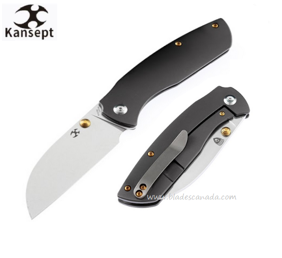 Kansept Convict Framelock Folding Knife, CPM S35VN Sheepsfoot, Titanium Grey, K1023B1