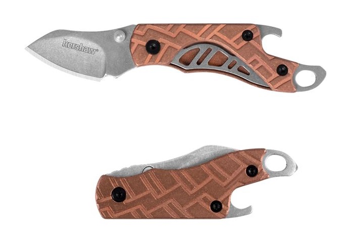 Kershaw Cinder Hinderer Keychain Folding Knife, Copper Handle, KE-1025CU