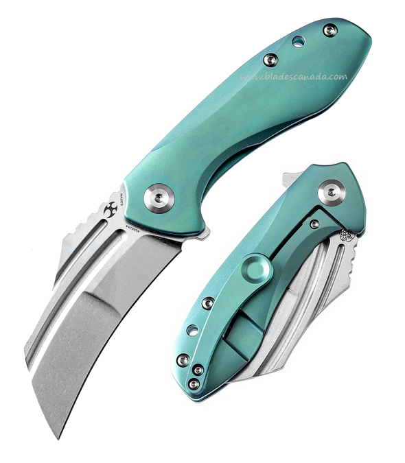 Kansept KTC 3 Flipper Framelock Knife, CPM S35VN, Titanium Green Ano, K1031A4