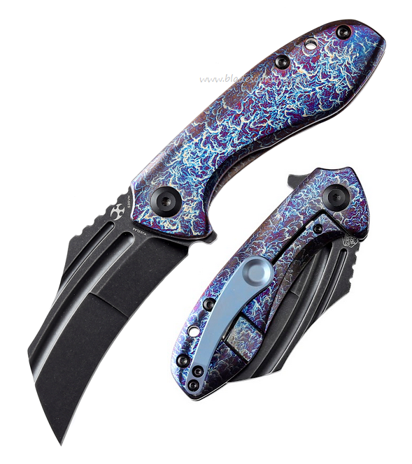 Kansept KTC 3 Flipper Framelock Knife, CPM S35VN Black SW, Titanium Lightening Ano, K1031A6