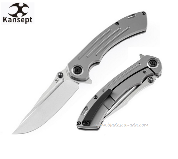 Kansept Pretatout Flipper Framelock Knife, CPM S35VN Clip Point, Titanium, K1032A2