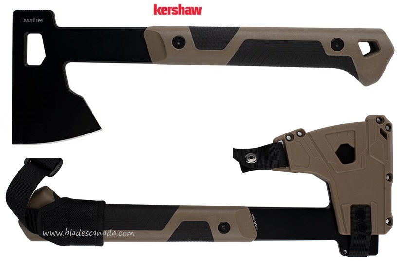 Kershaw Deschutes Axe, GFN Tan Handle, Sheath & Shoulder Strap, KE-1075