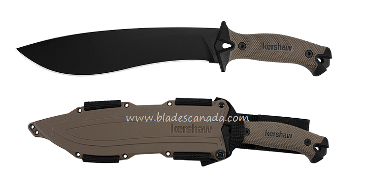 Kershaw Camp 10 Fixed Blade Machete, 65Mn Steel, Tan Handle, KE-1077TAN