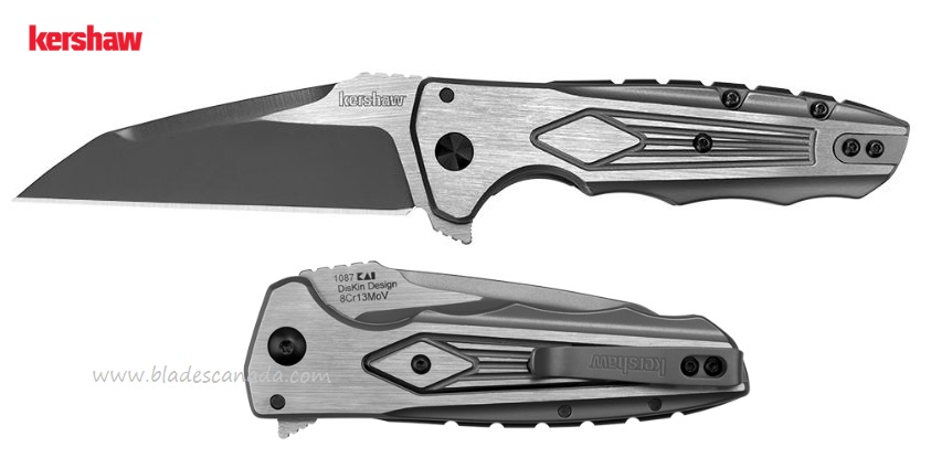 Kershaw Deadline Flipper Framelock Knife, Two-Tone Wharncliffe, Stainless Handle, KE-1087