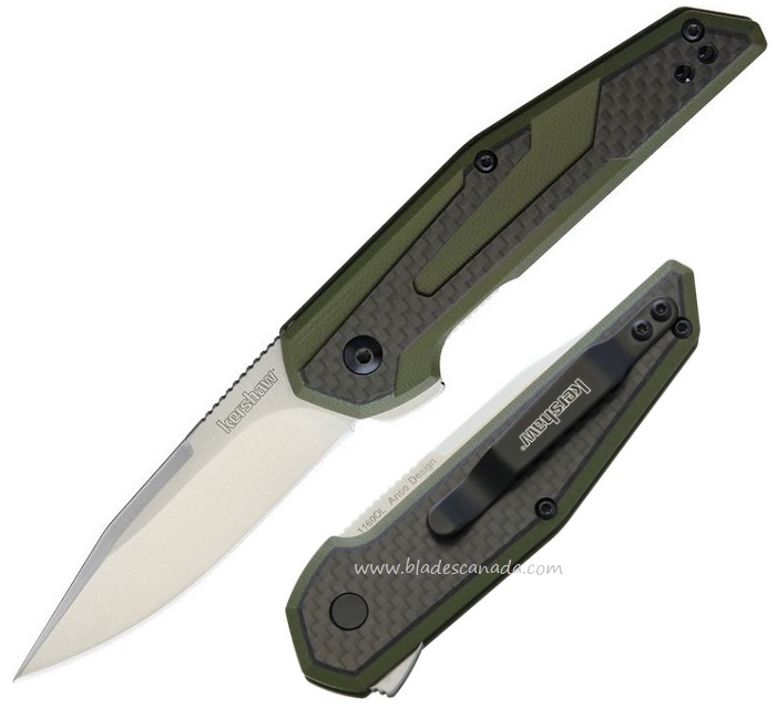 Kershaw Fraxion Flipper Folding Knife, G10 OD/Carbon Fiber, KE-1160OL