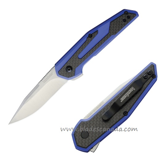 Kershaw Fraxion Flipper Folding Knife, G10 Blue/Carbon Fiber, KE-1160BLU