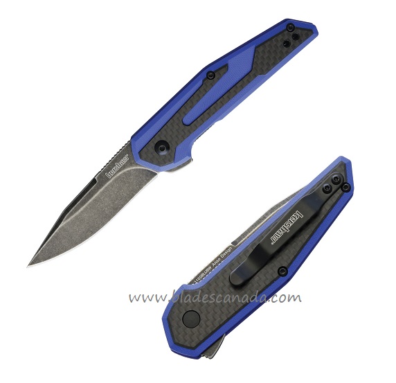 Kershaw Fraxion Flipper Folding Knife, Blackwash, G10 Blue/Carbon Fiber, KE-1160BLUBW